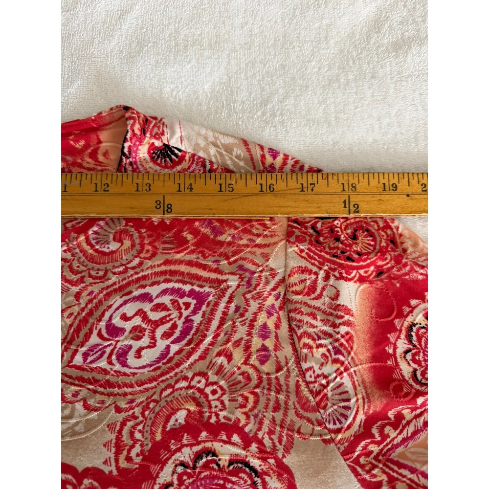 JM Collection Woman Red Paisley 3/4 Sleeve Scoop Neck Top Blouse 1X - Picture 8 of 10